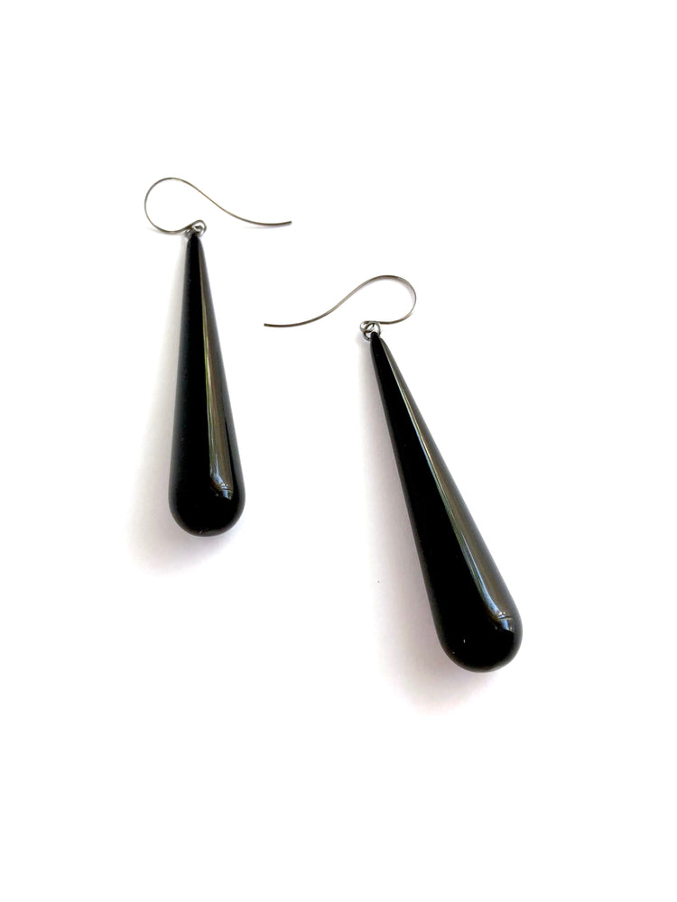 black acrylic earrings