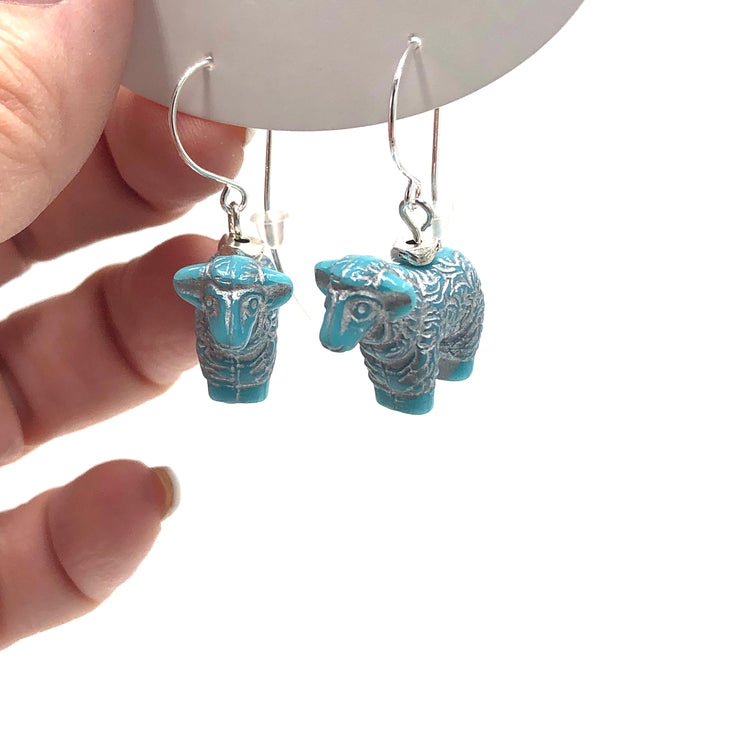 sheep silver earrings