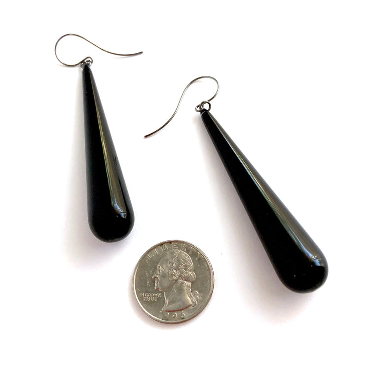 big black drop earrings
