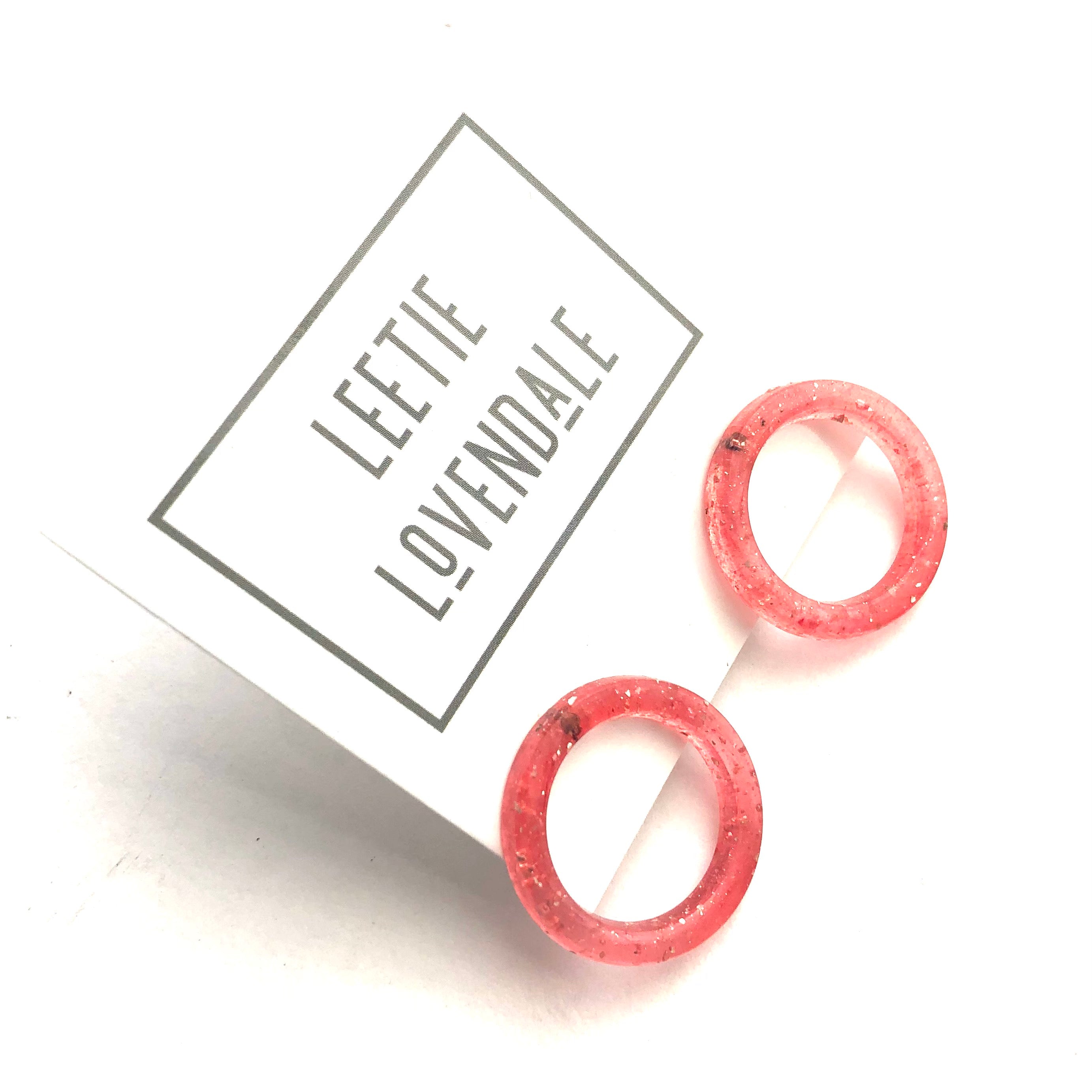 Pink Glitter Donut Stud Earrings