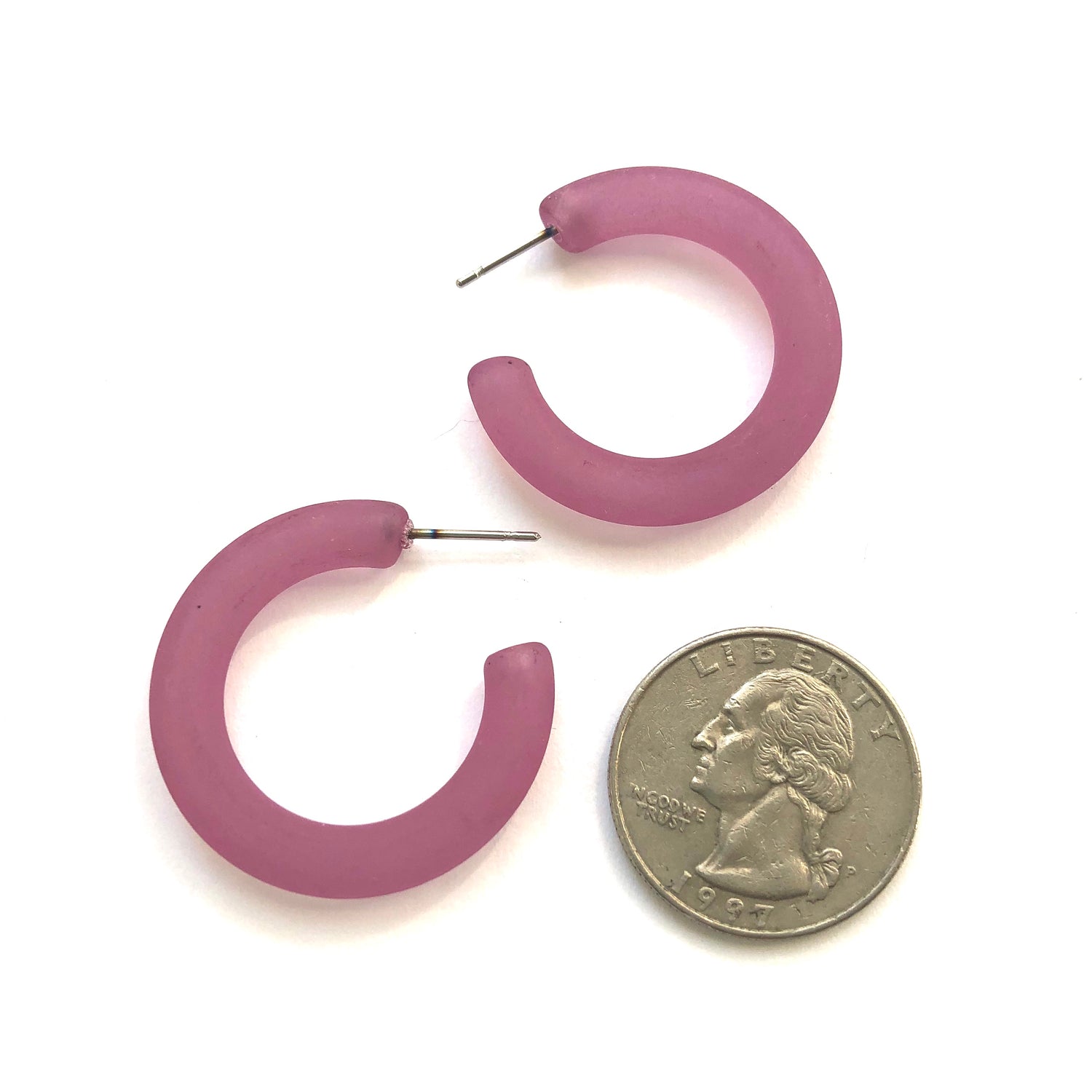 muted purple hoop earrings