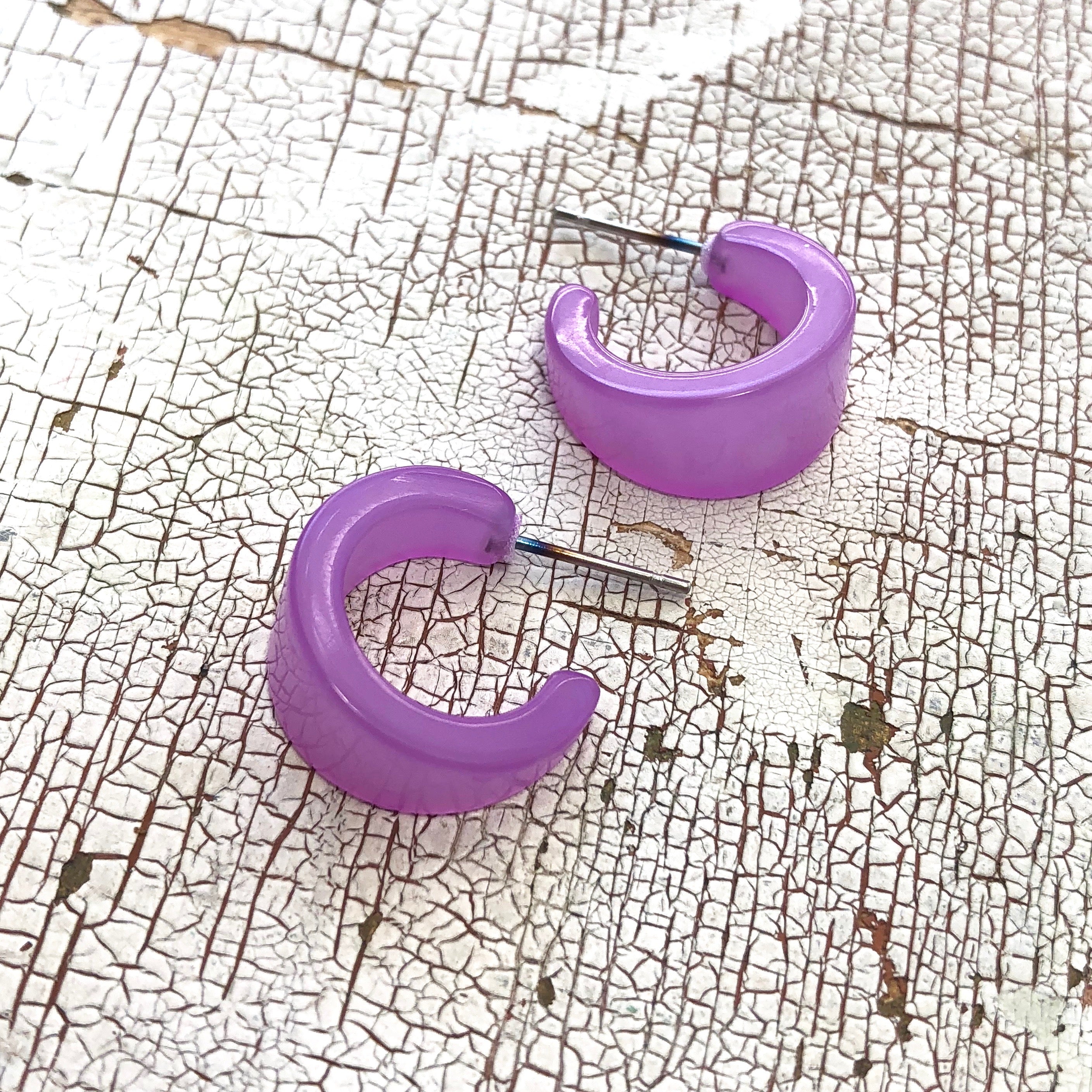 light purple acrylic hoops