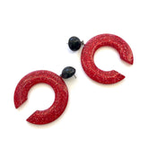 huge red tusk earrings