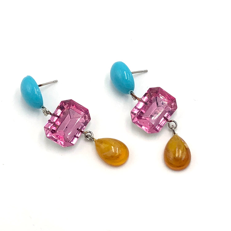 turquoise pink earrings