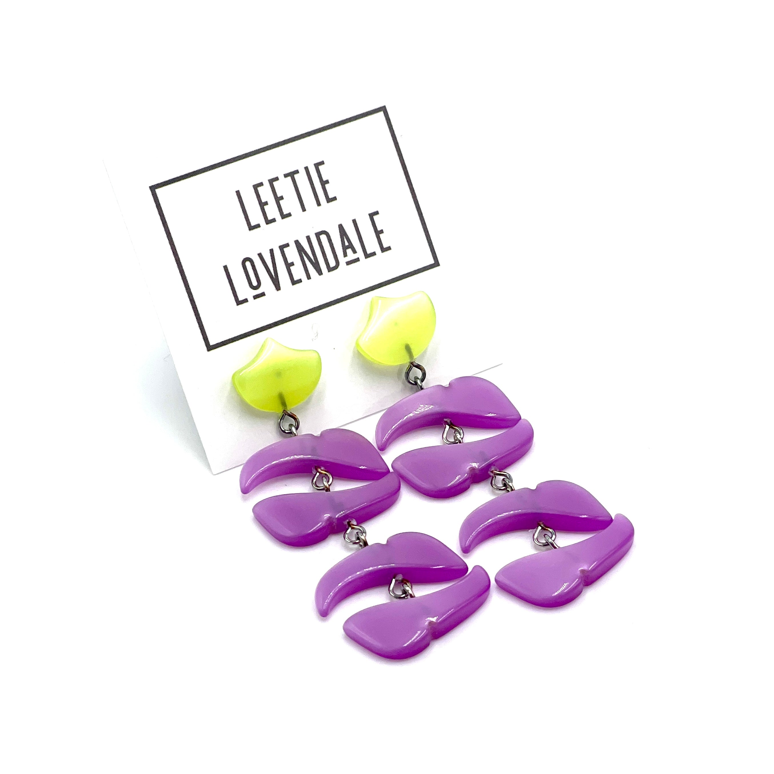 Lemon &amp; Lilac Moonglow Shield Statement Earrings