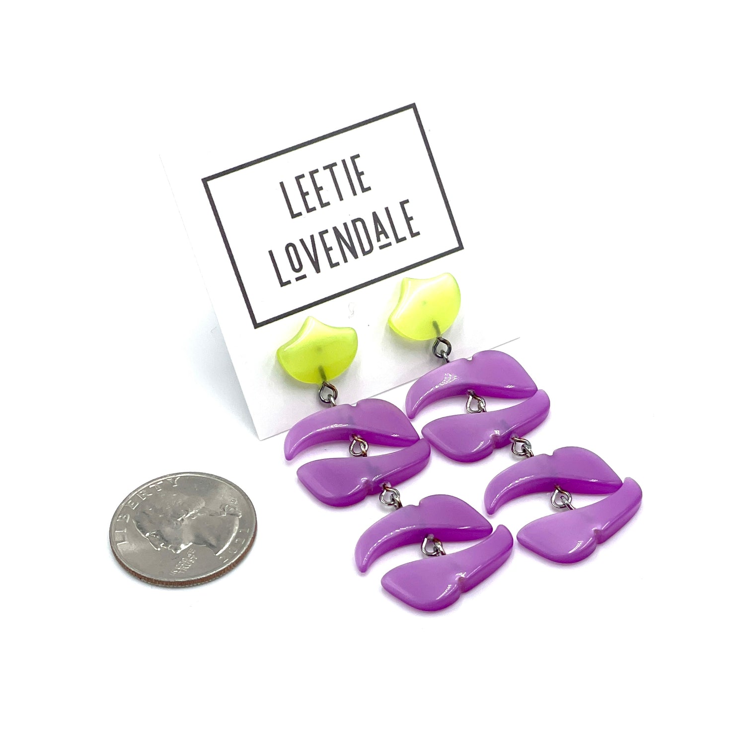 Lemon &amp; Lilac Moonglow Shield Statement Earrings