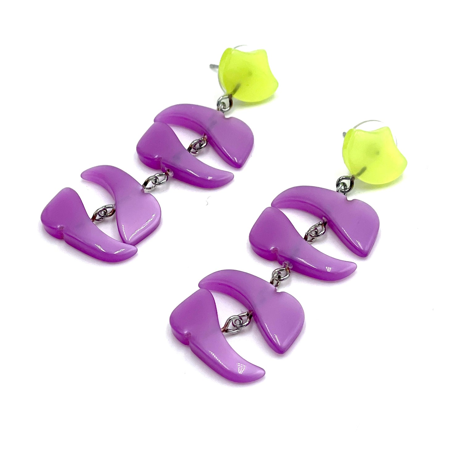 Lemon &amp; Lilac Moonglow Shield Statement Earrings