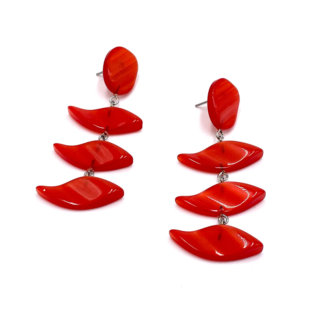 Tomato Moonglow Crest Statement Earrings *