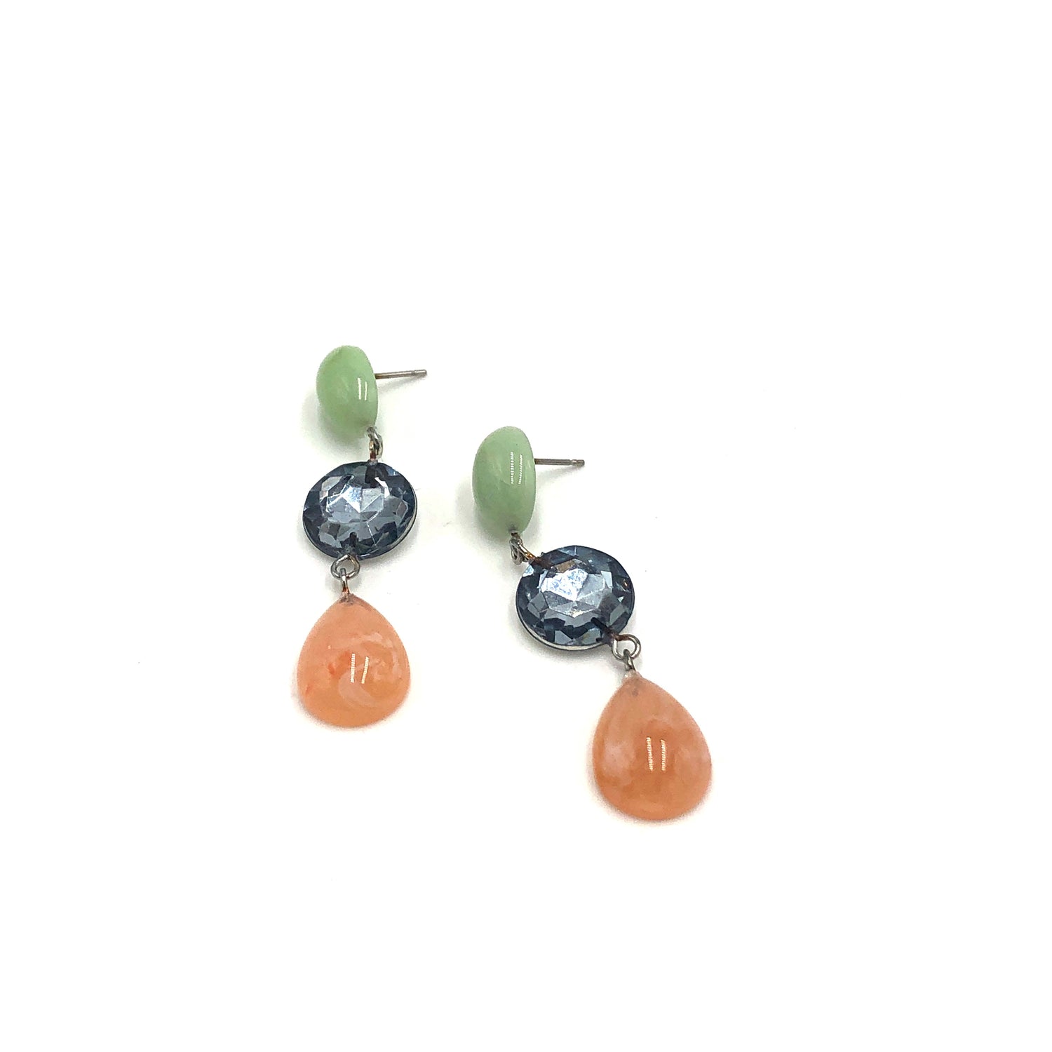 green grey and peach earrings