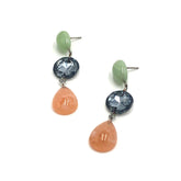jade studs with drop earrings