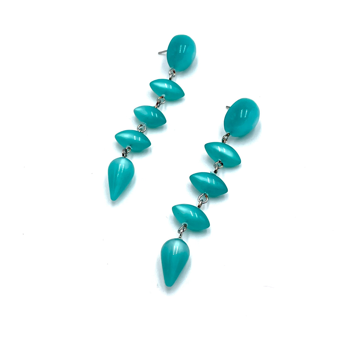 Teal Moonglow Baby Pod Statement Earrings *