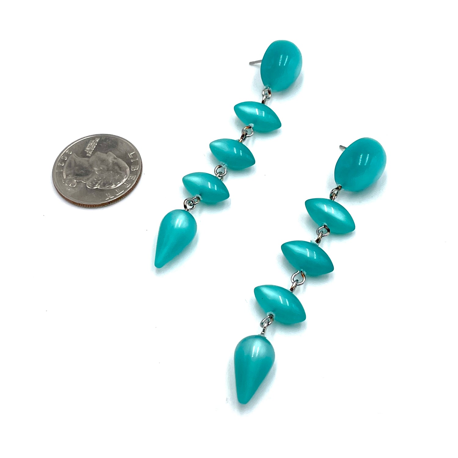 Teal Moonglow Baby Pod Statement Earrings *