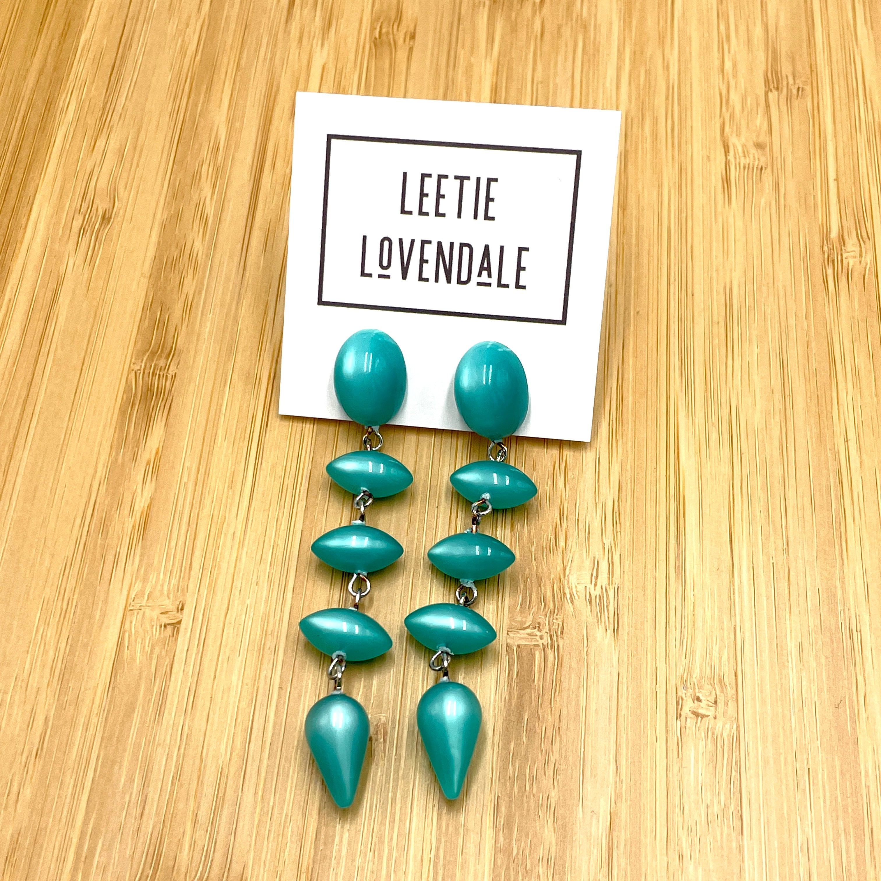 Teal Moonglow Baby Pod Statement Earrings *