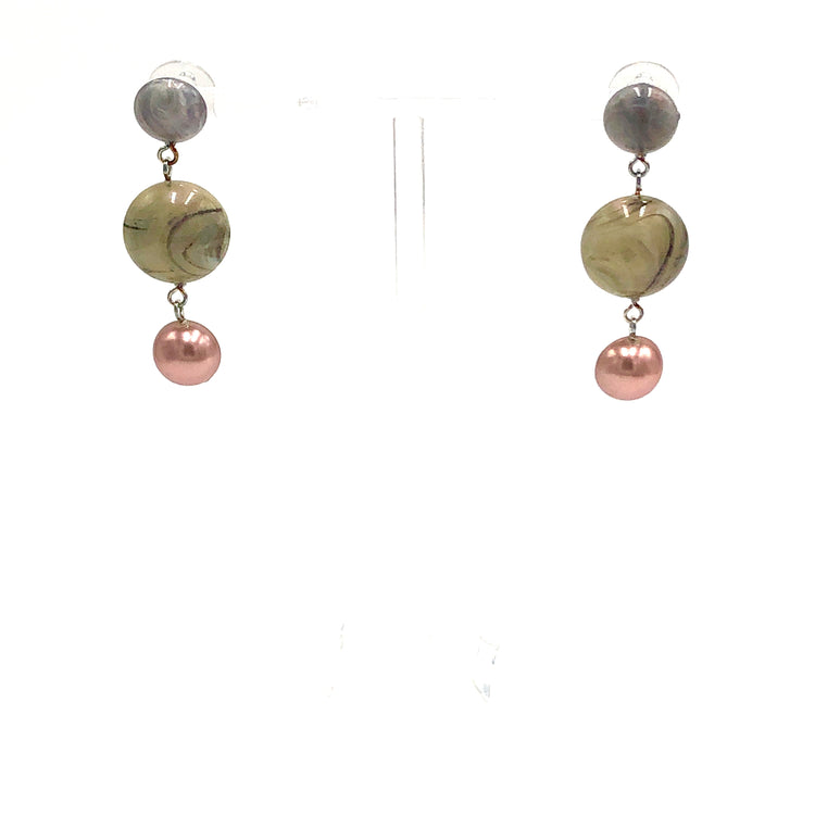 pink pearl drop earrings