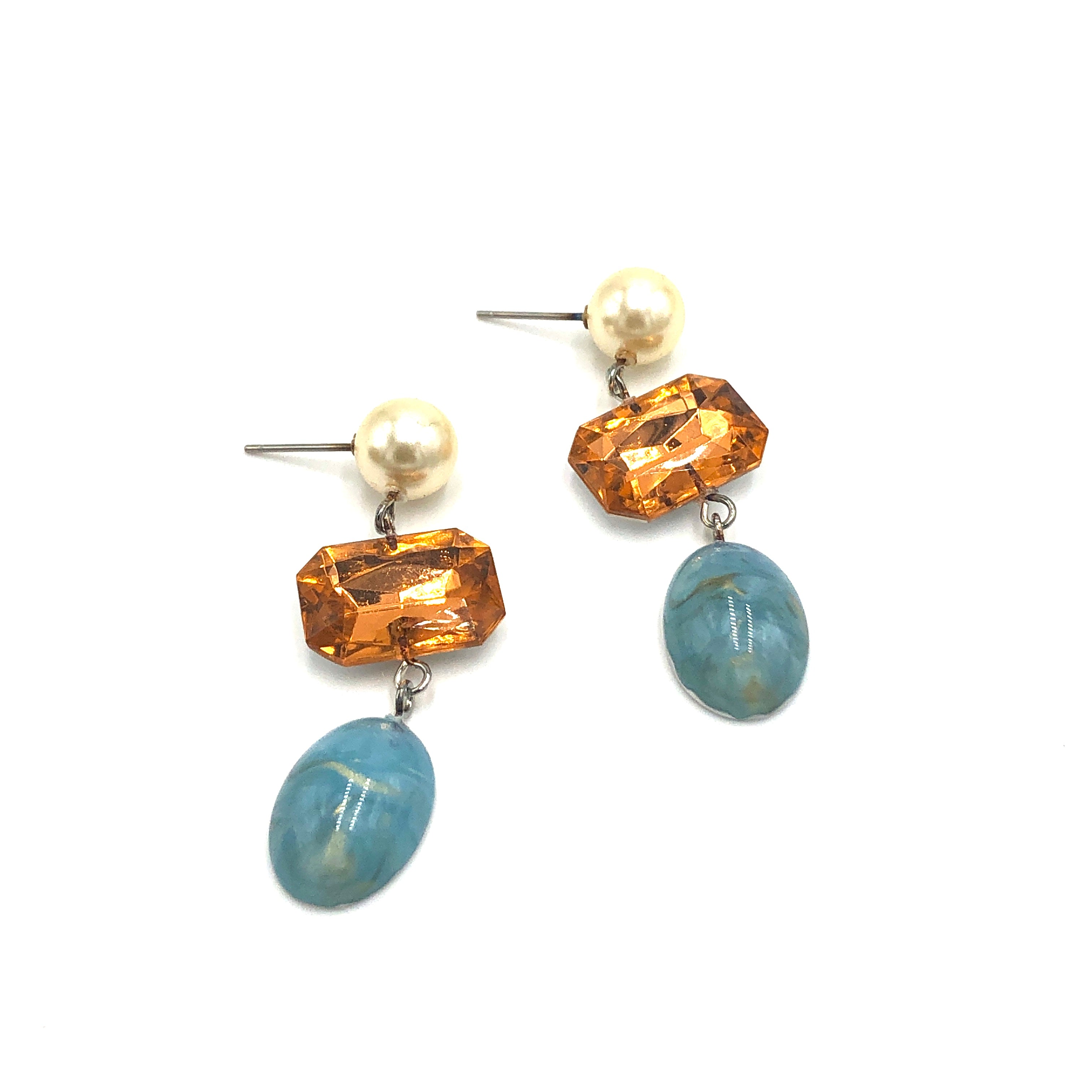 peach and ice blue earrings