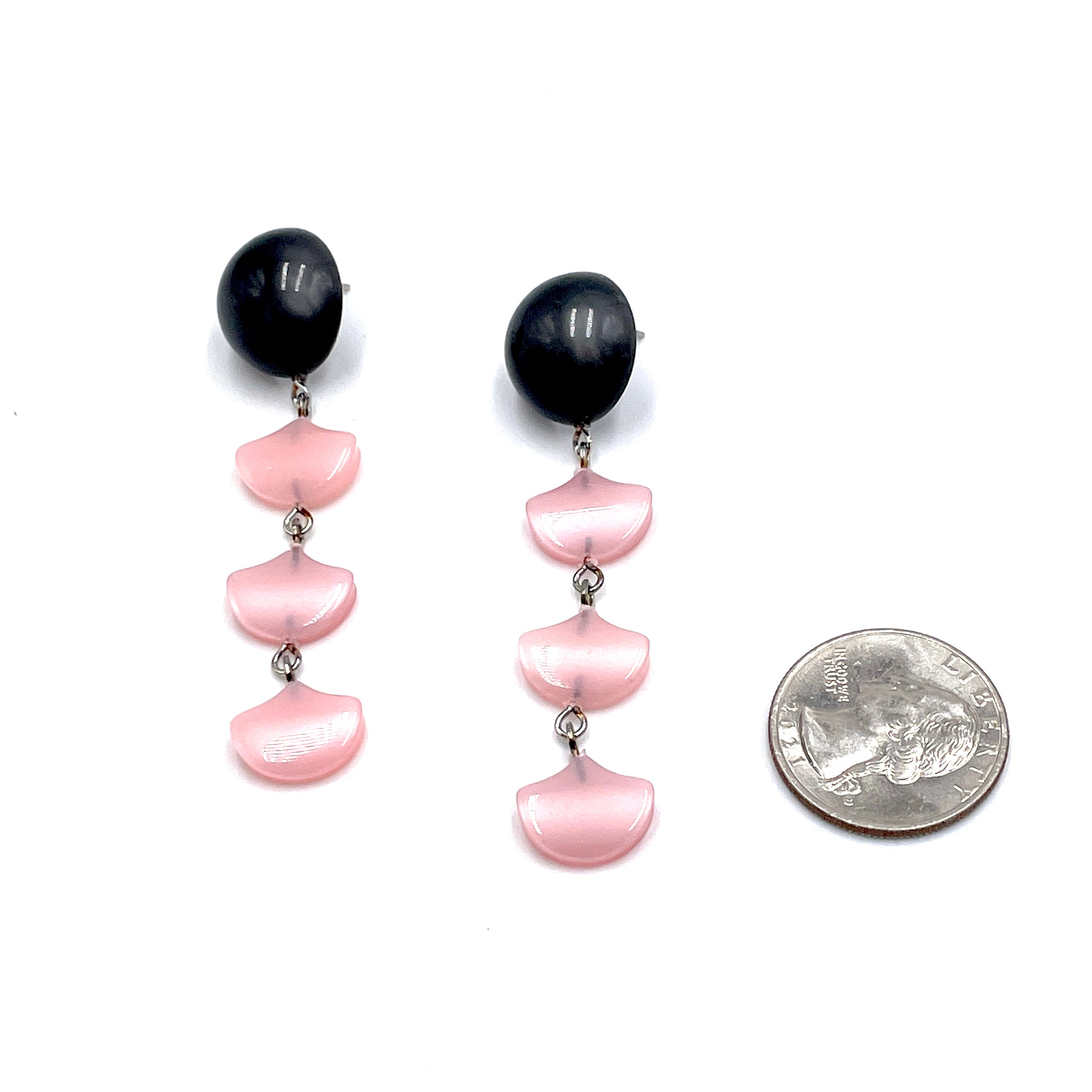 Charcoal &amp; Pink Moonglow Drip Statement Earrings