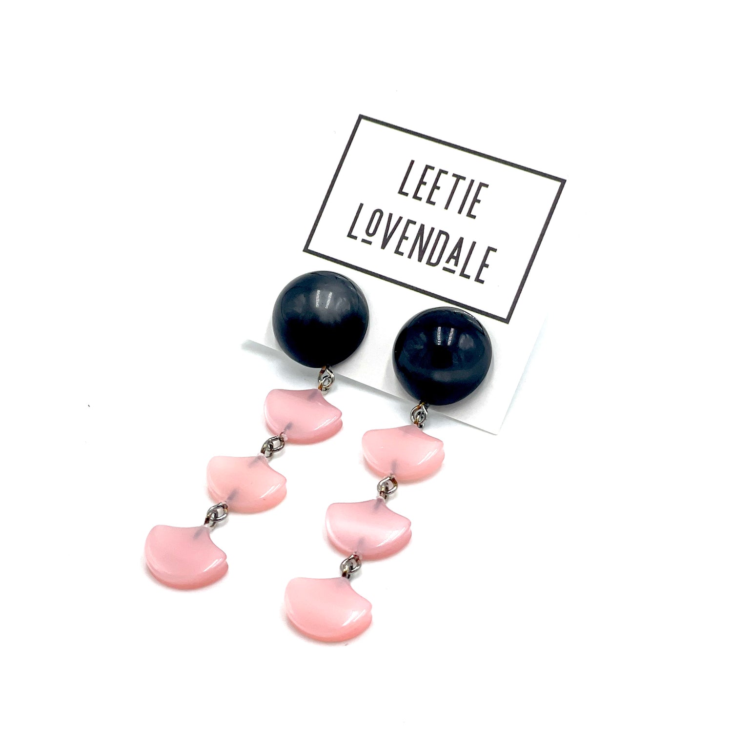 Charcoal &amp; Pink Moonglow Drip Statement Earrings