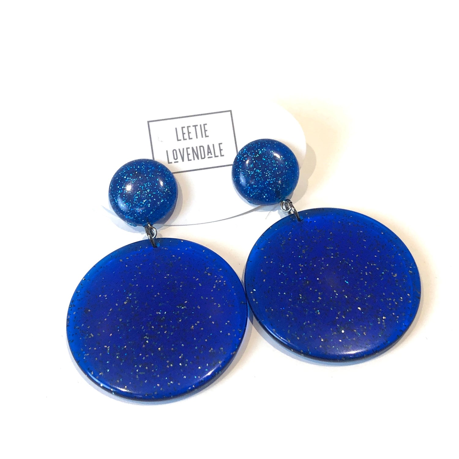 blue glitter earrings