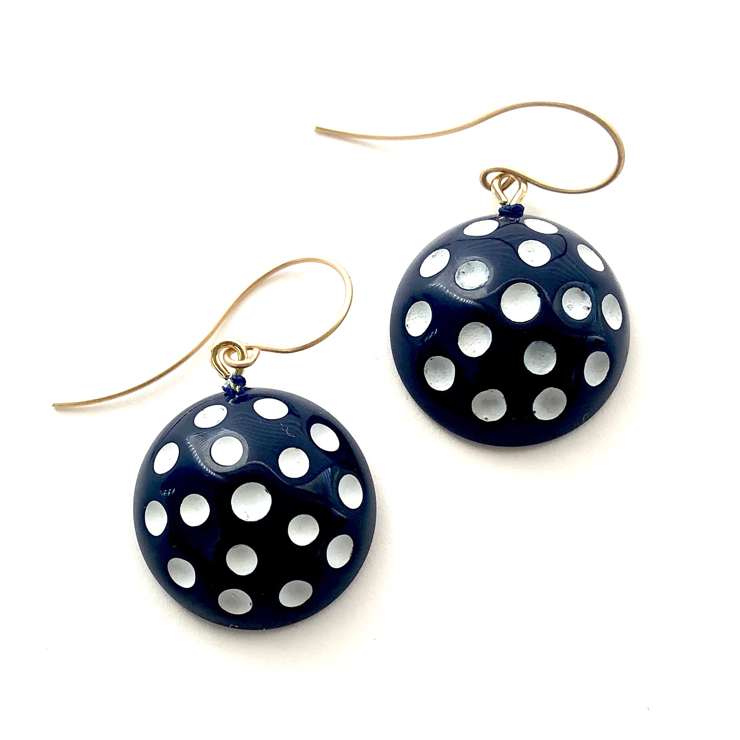 Navy Blue and White Polka Dot Drop Earrings – Leetie Lovendale