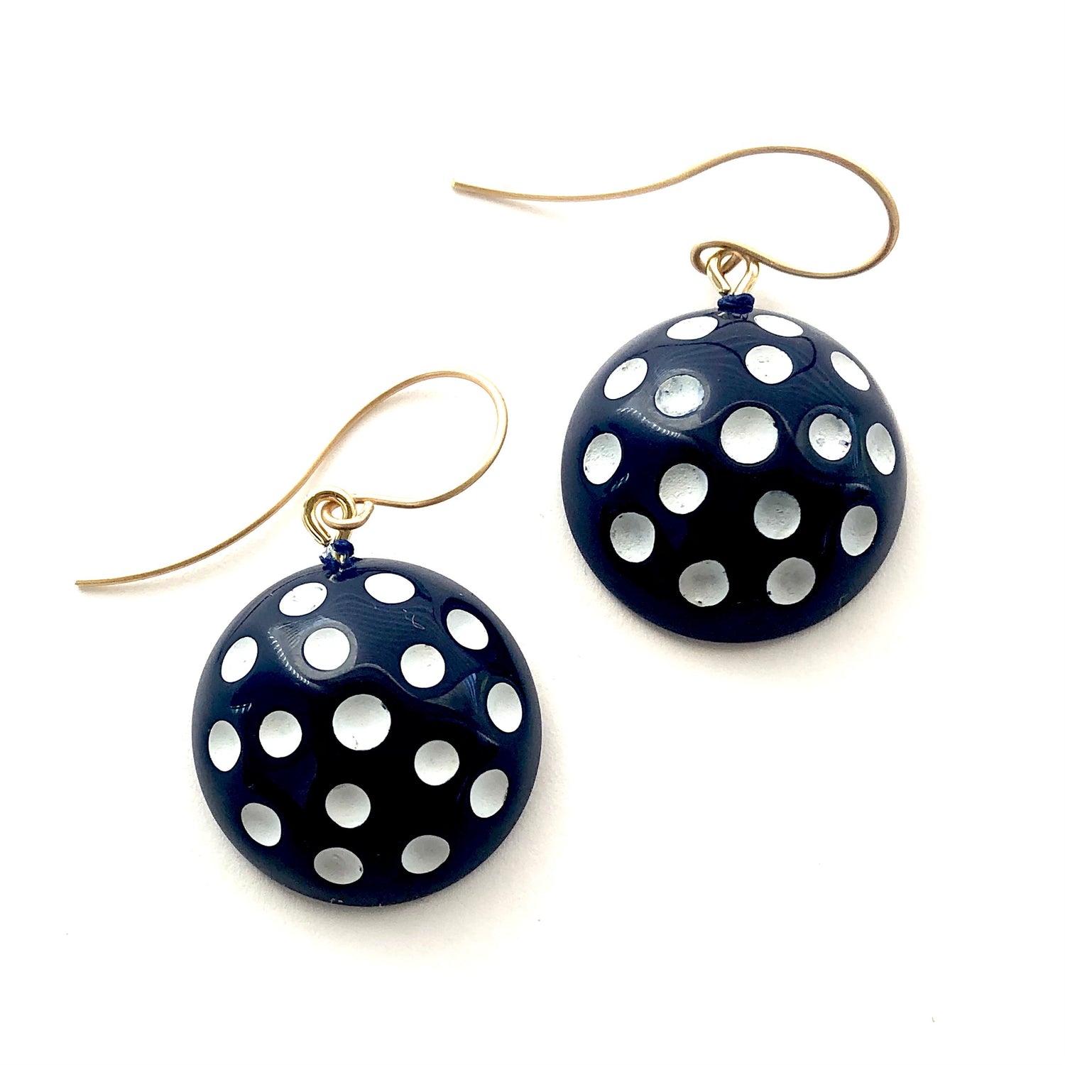 navy blue polka dot earrings