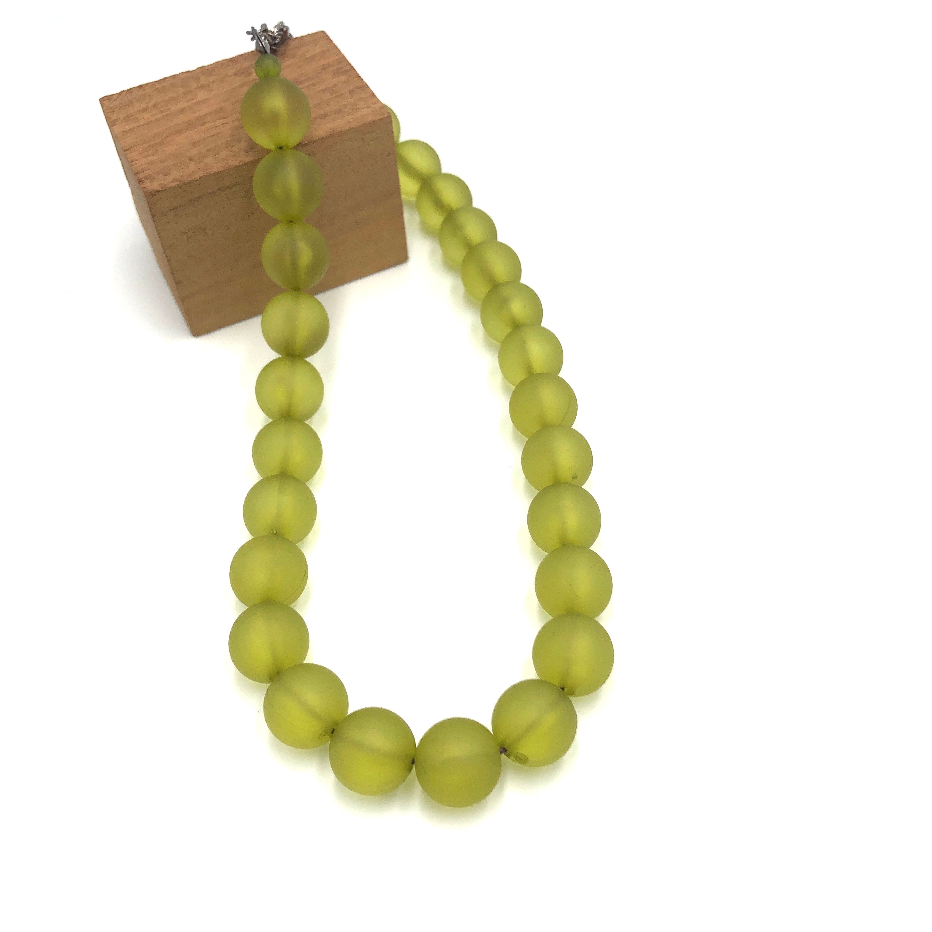Olive Green Frosted Marco Necklace