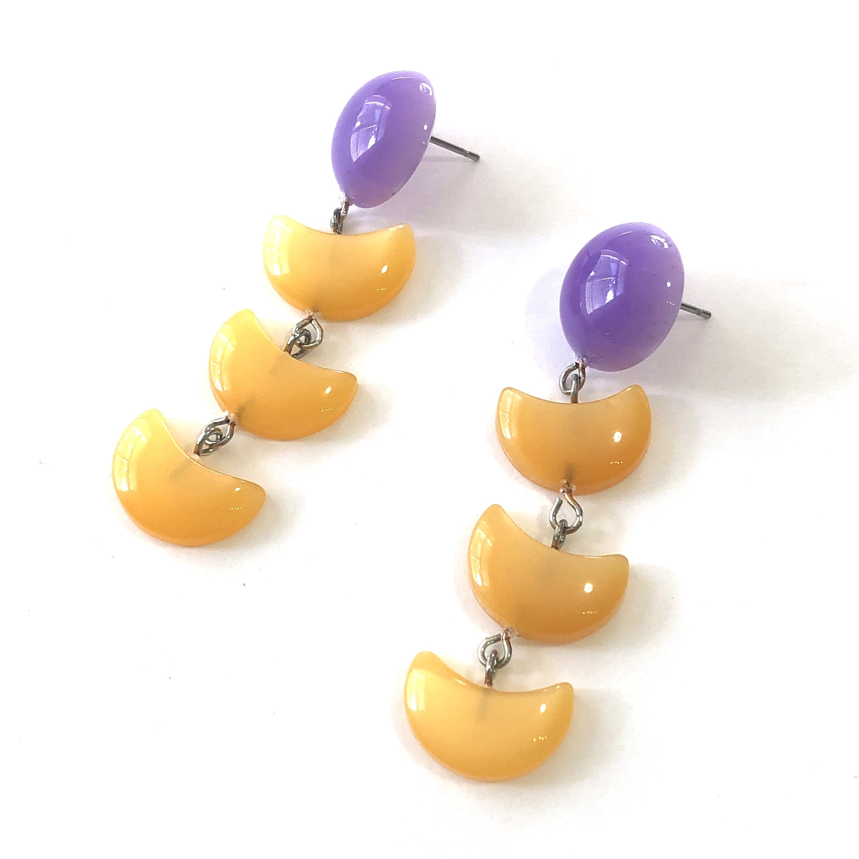 tangerine purple moonglow earrings