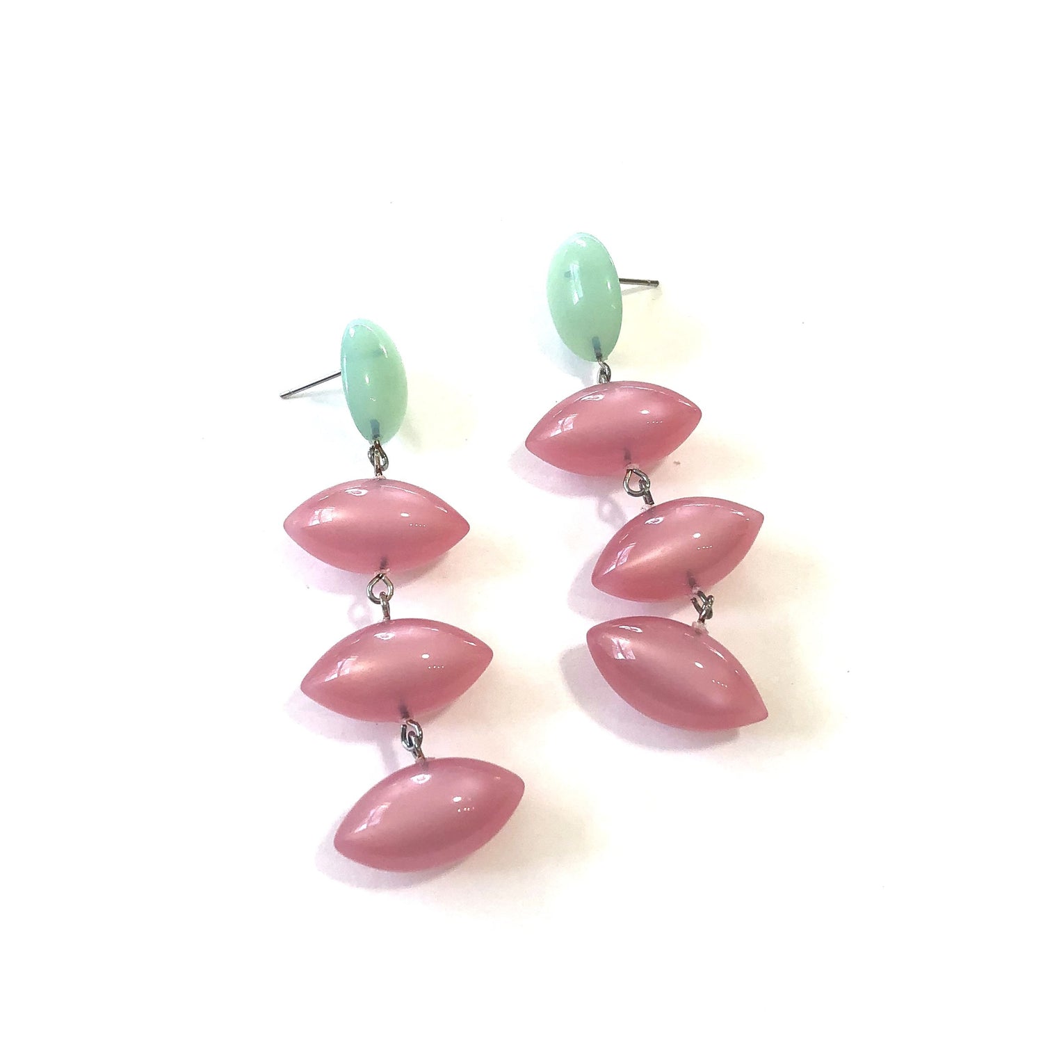 pink moonglow pod earrings