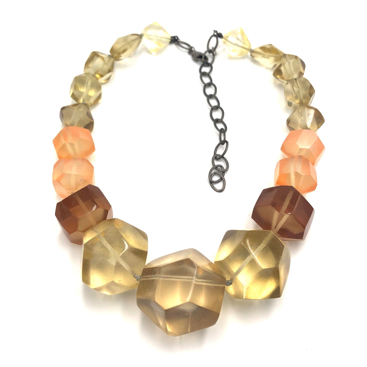 Smoke &amp; Peach Hand-Knotted Chunky Knotted Necklace