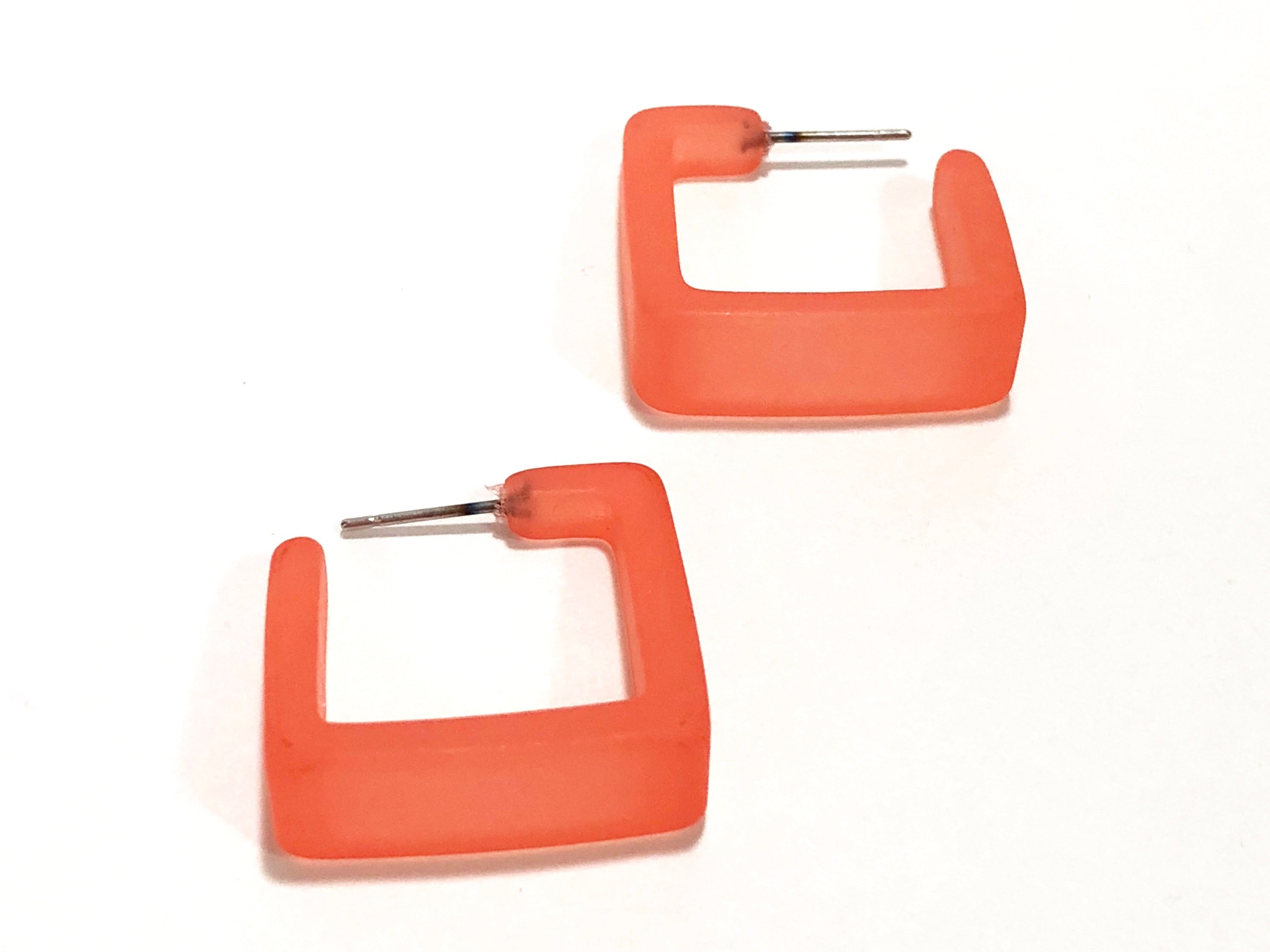 salmon lucite hoops