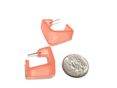 wide frosted coral earrings