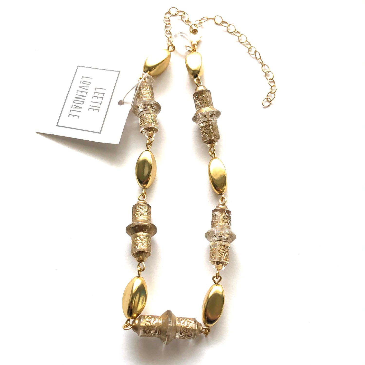 Gilded Gold &amp; Floral Beaded Amelia Necklace
