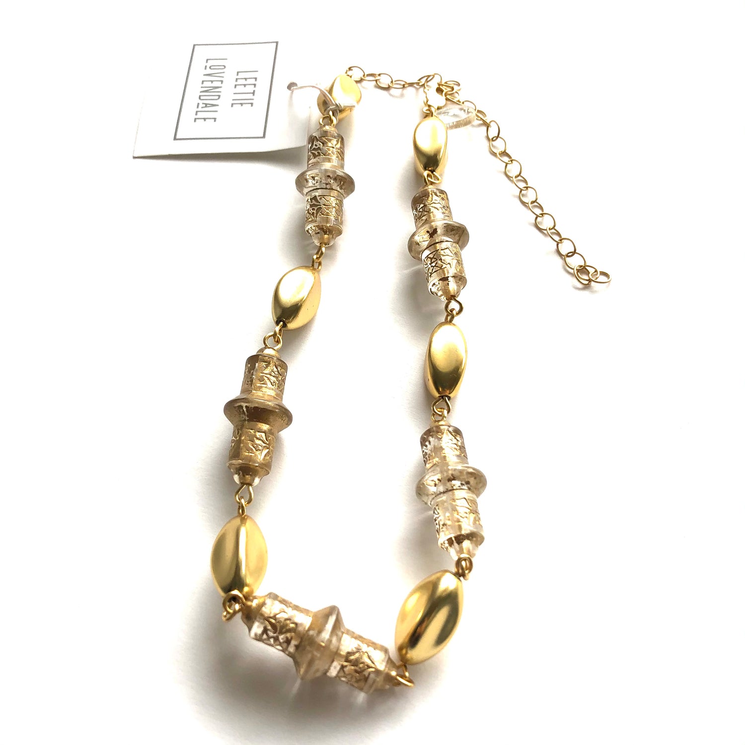 Gilded Gold &amp; Floral Beaded Amelia Necklace