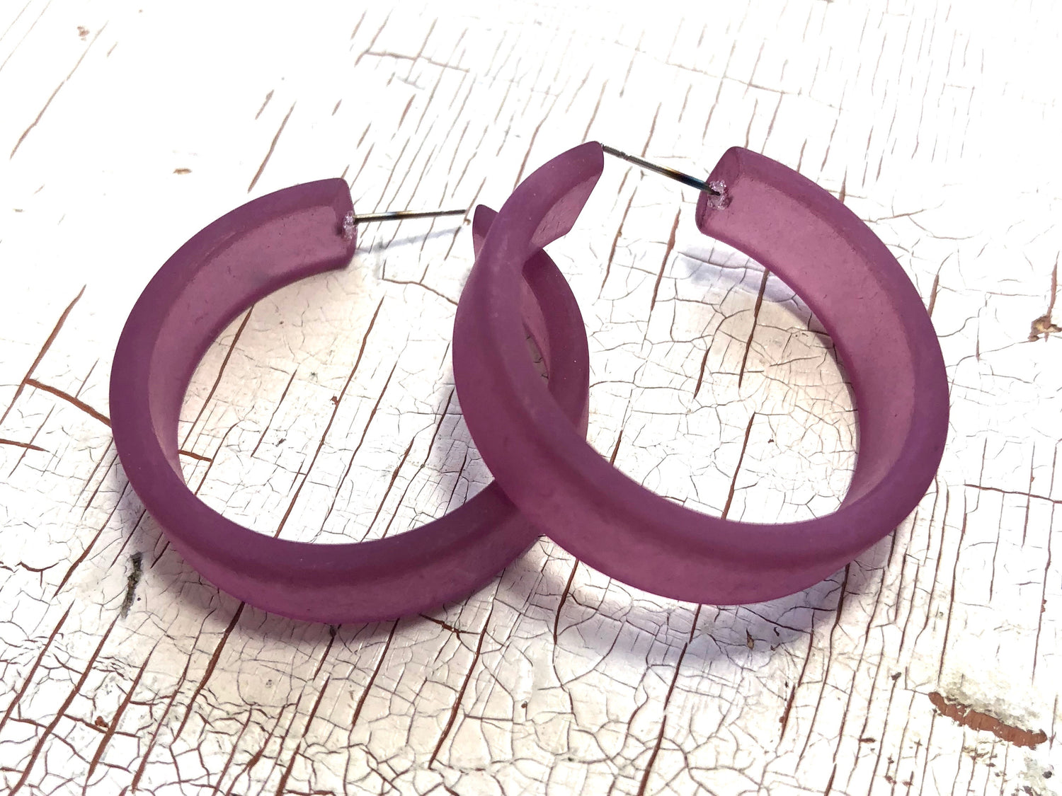 large purple earrings