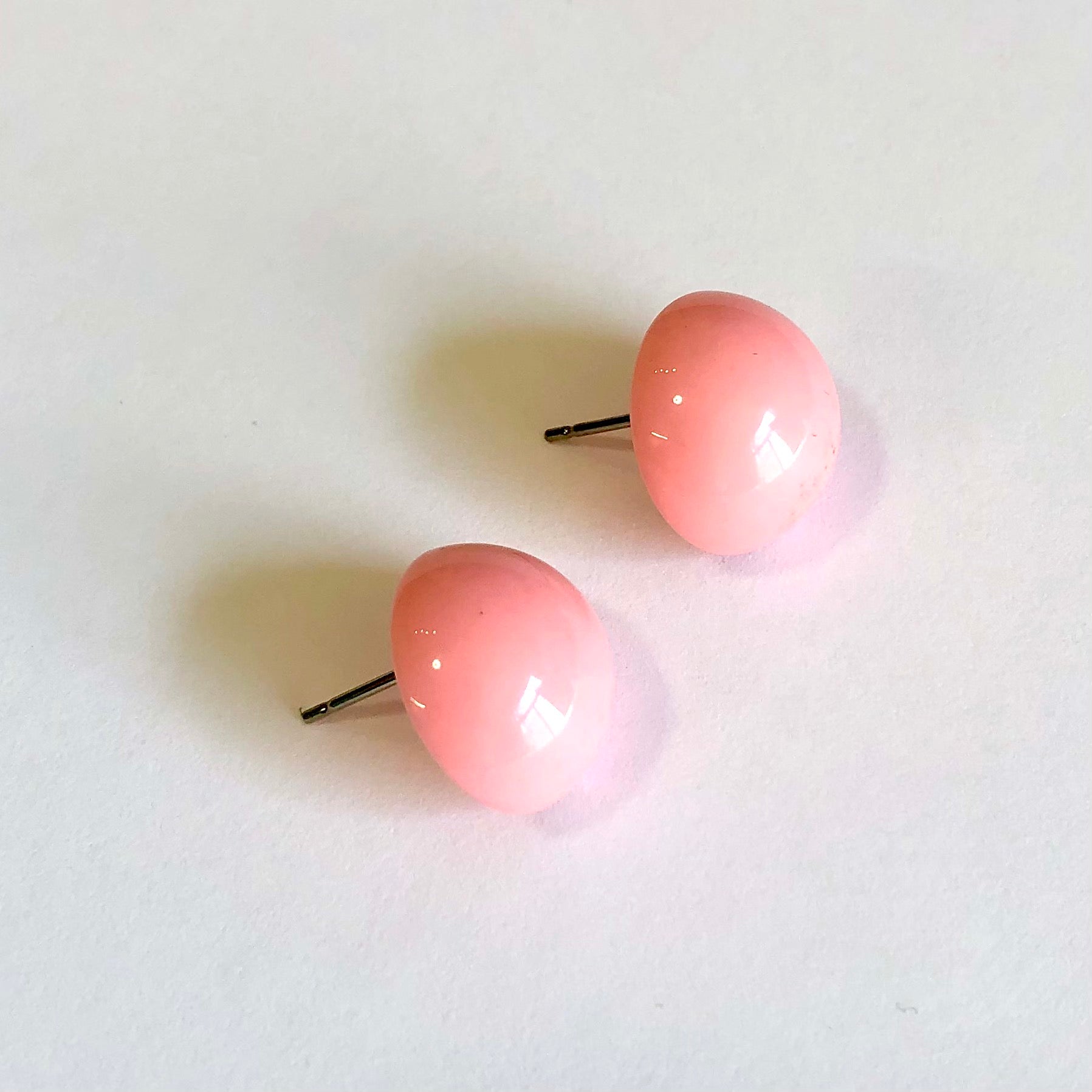 Powder Pink Retro Button Stud Earrings