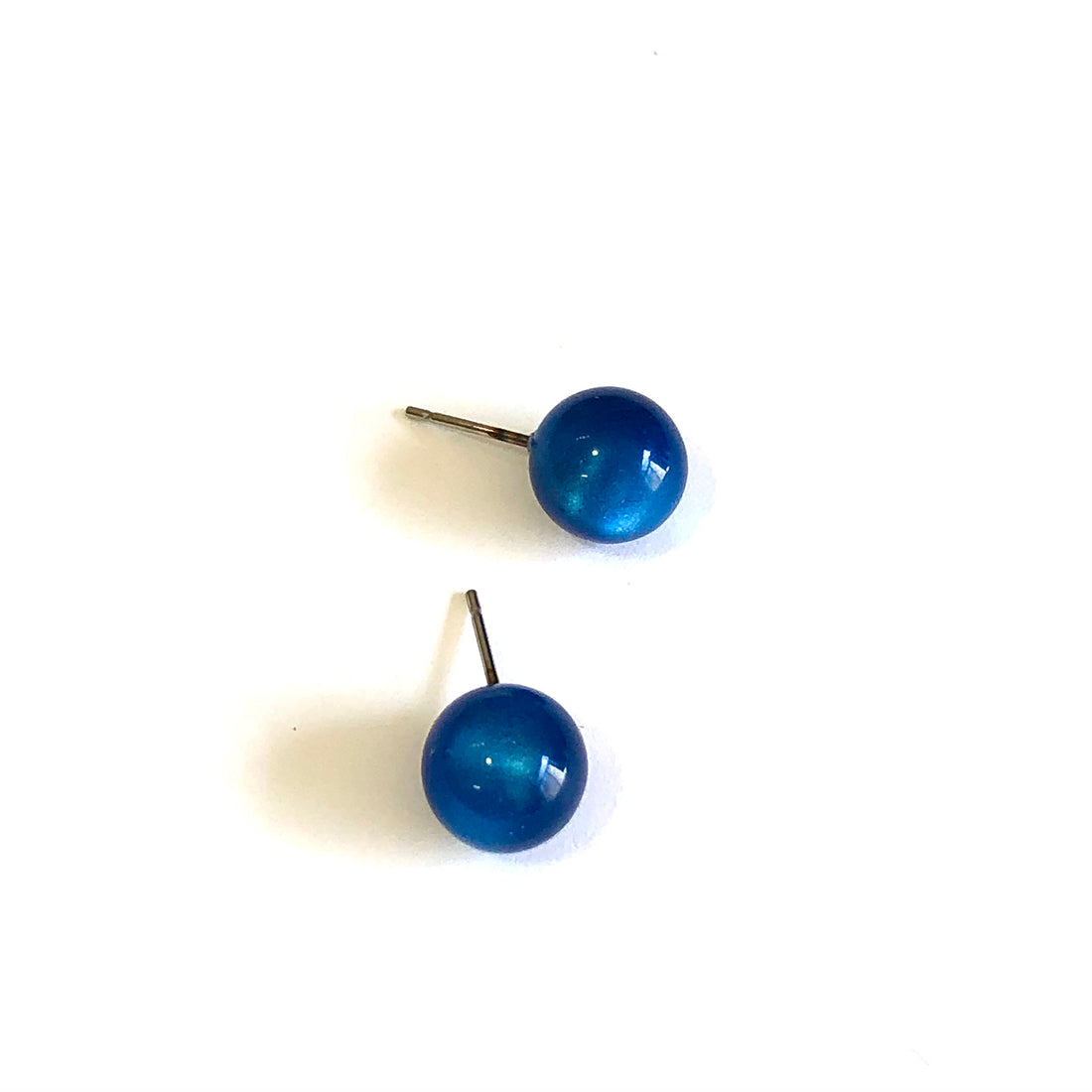 Capri Blue Moonglow Lucite Ball Stud Earrings