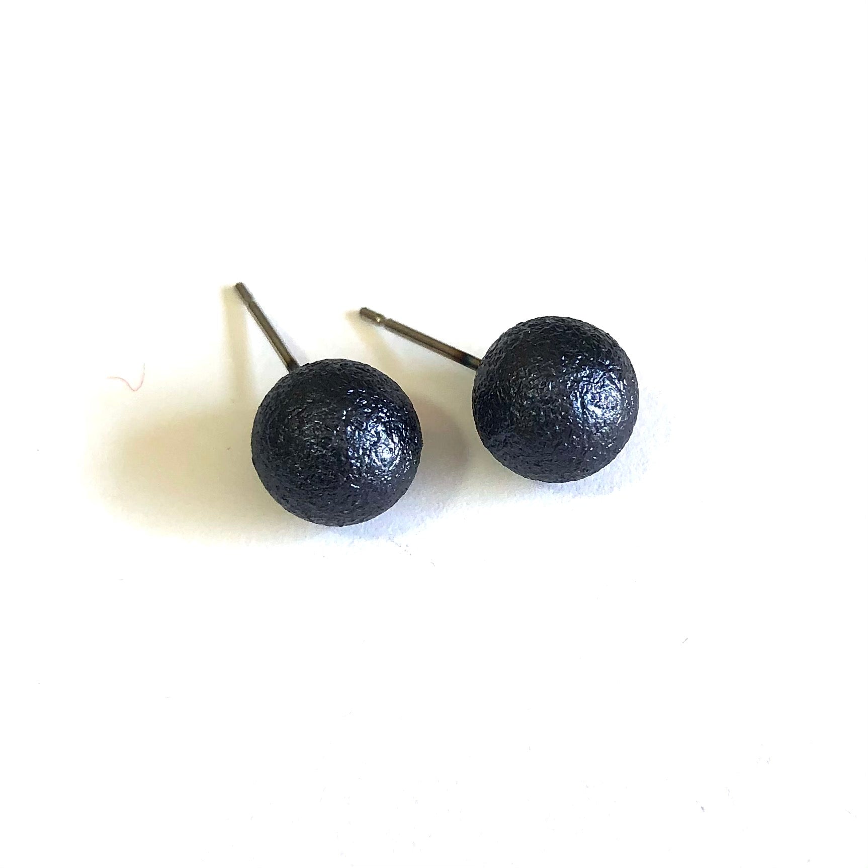 Charcoal Pitted Lucite Large Ball Stud Earrings