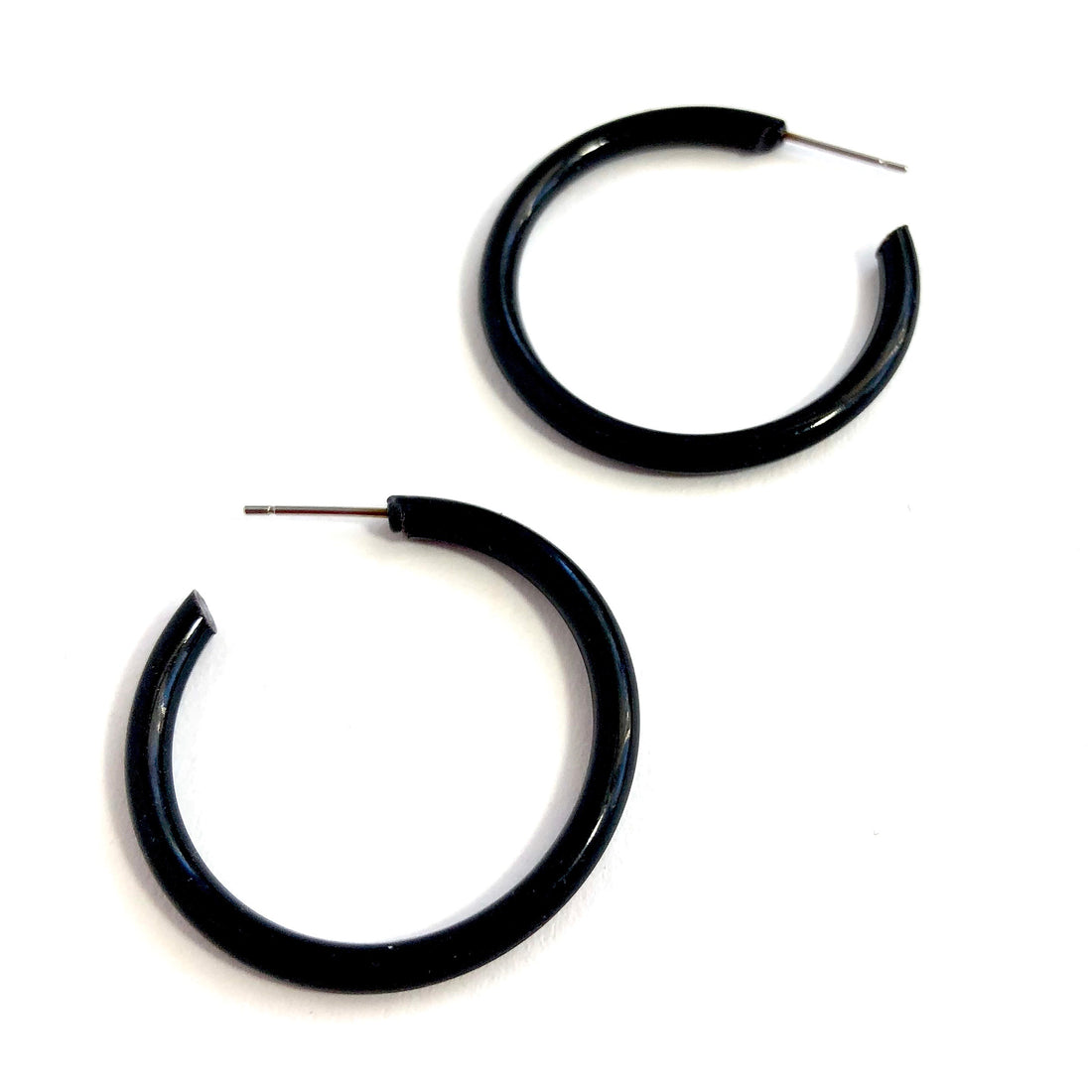 black thin earrings