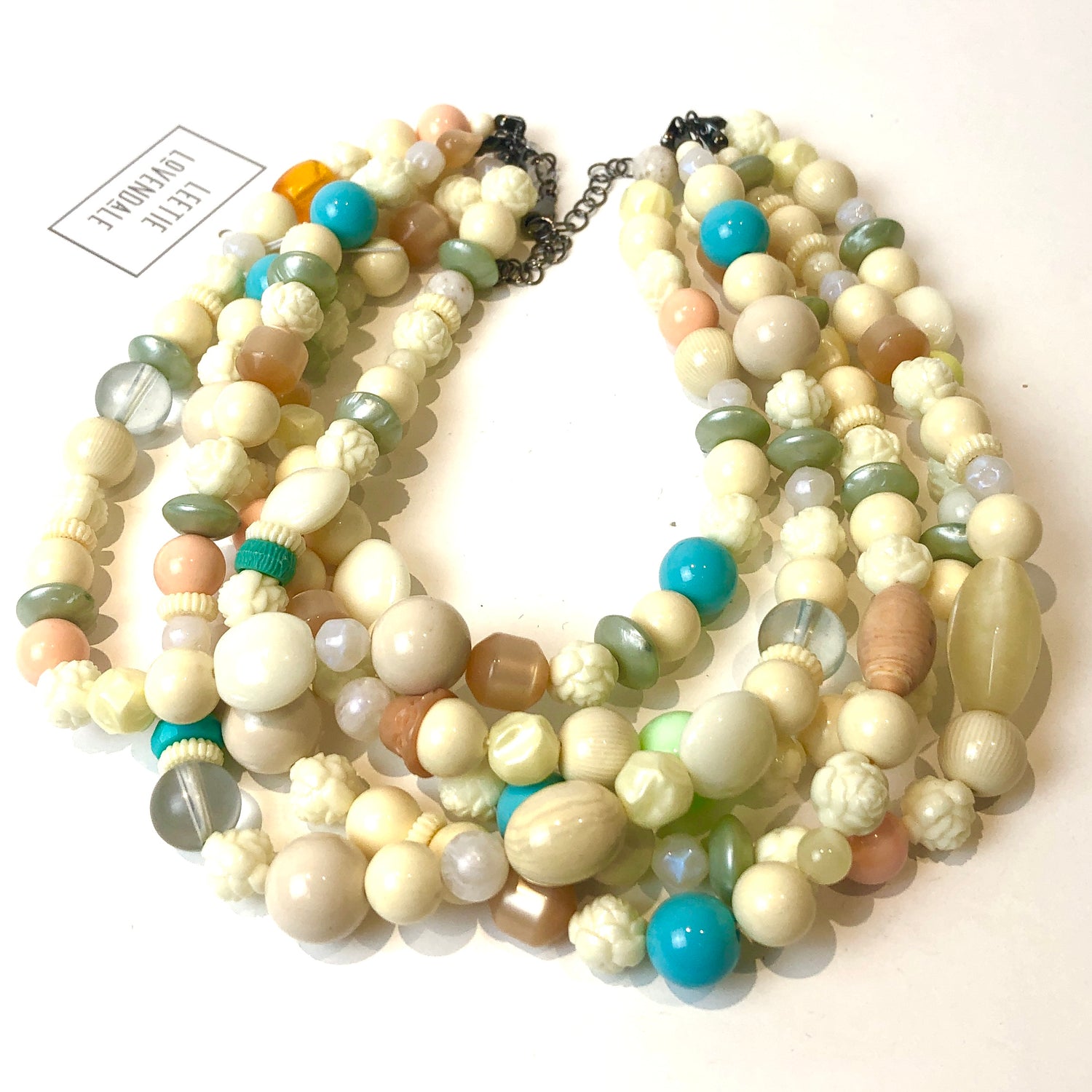 white mixed statement necklace