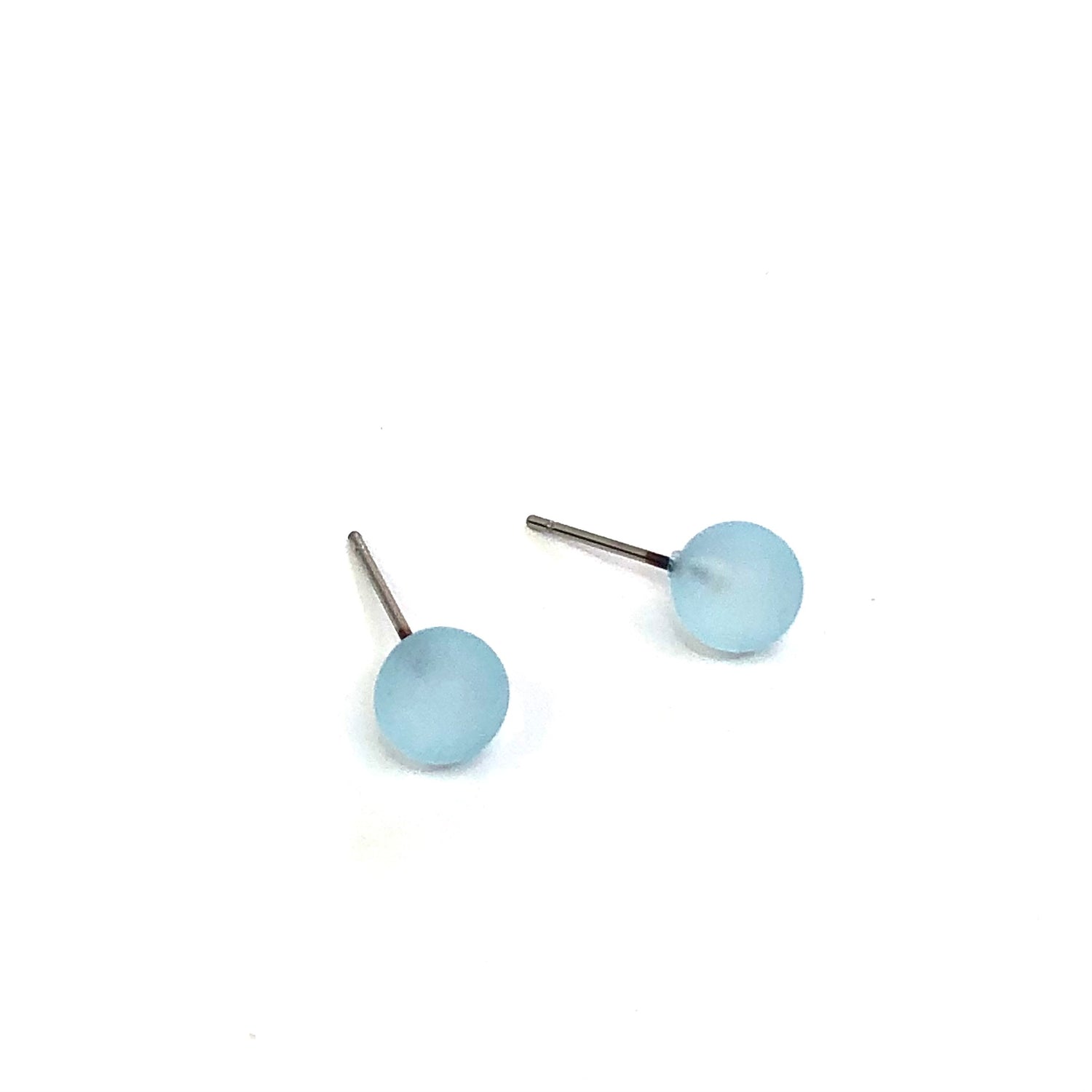 Turquoise Frosted Lucite Mini Ball Stud Earrings