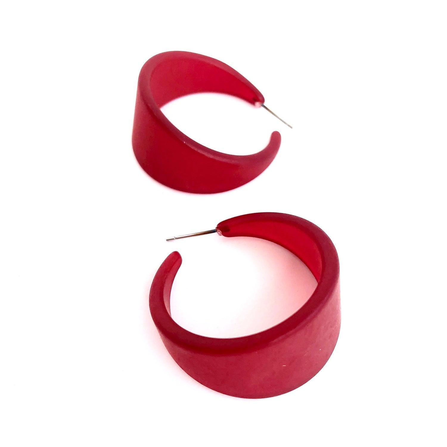 cherry red hoop earrings