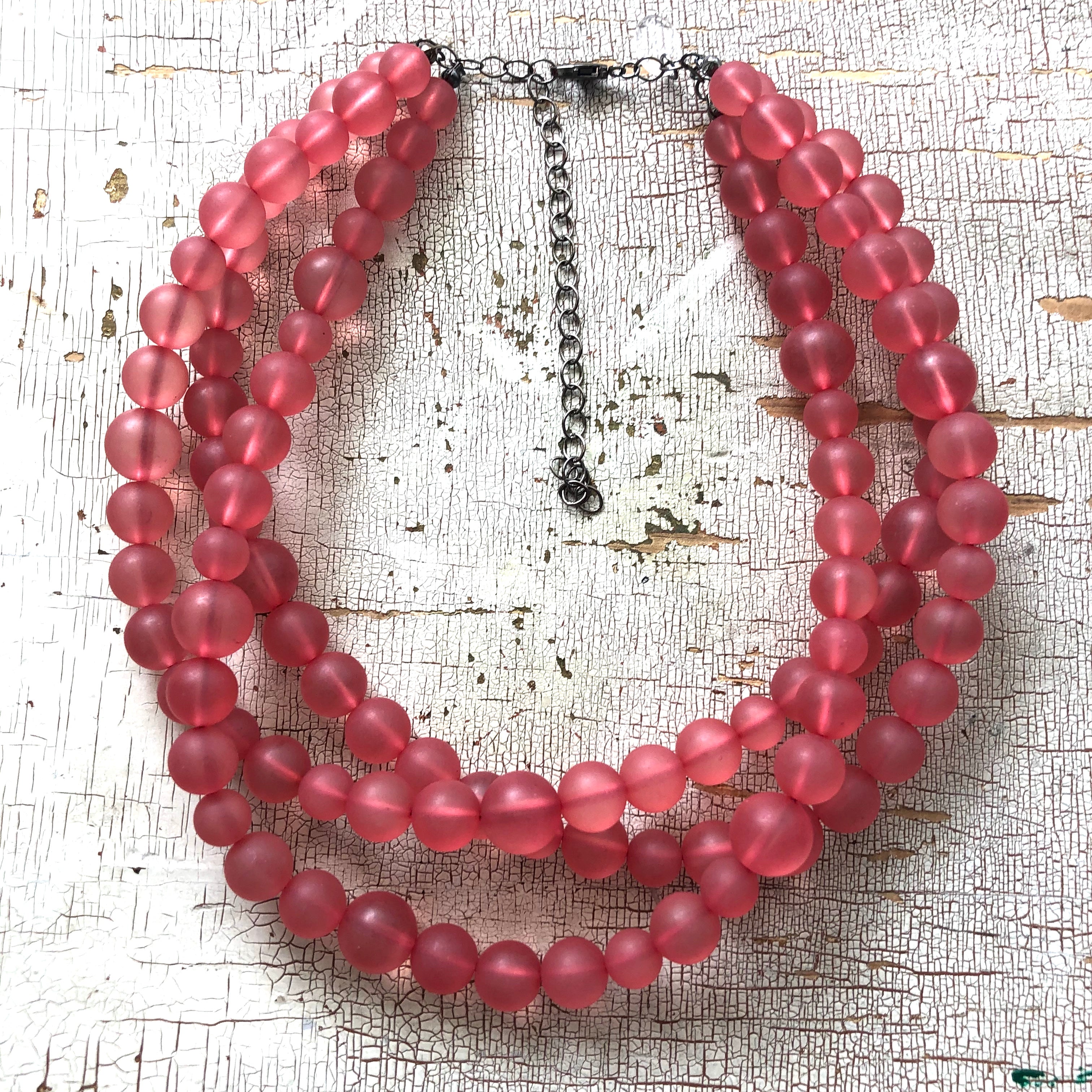 Vintage buy Beaded Necklace (Cranberry)