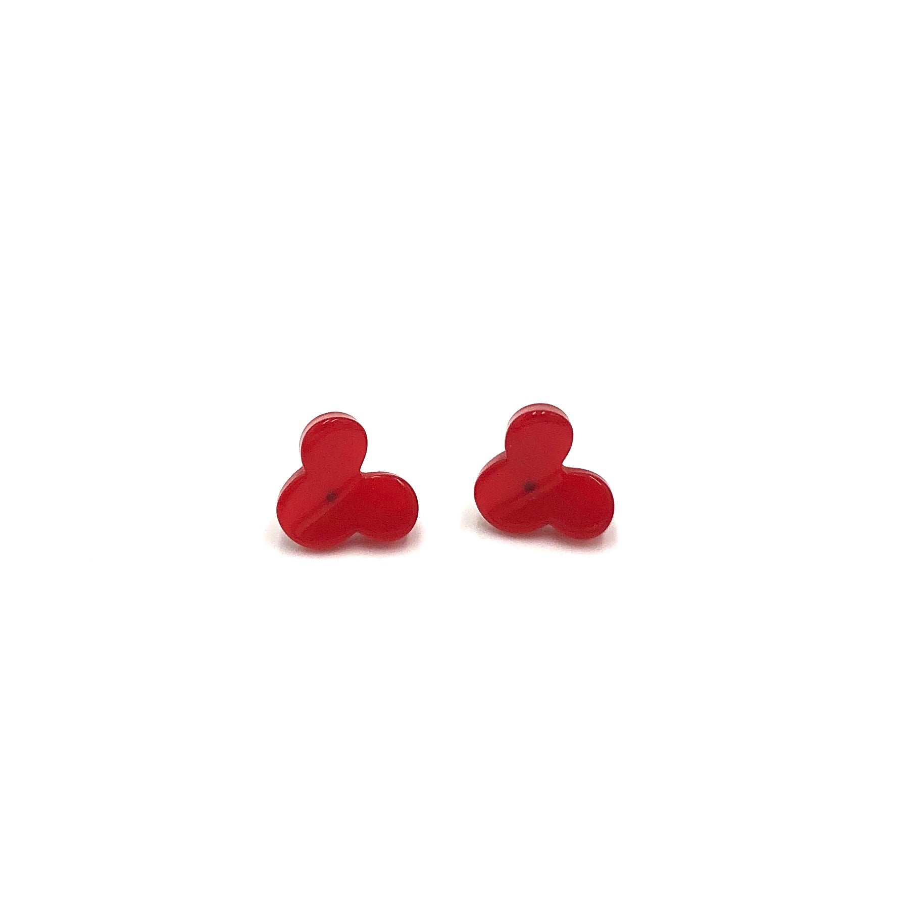 Cherry Red Moonglow Vintage Mouse Stud Earrings