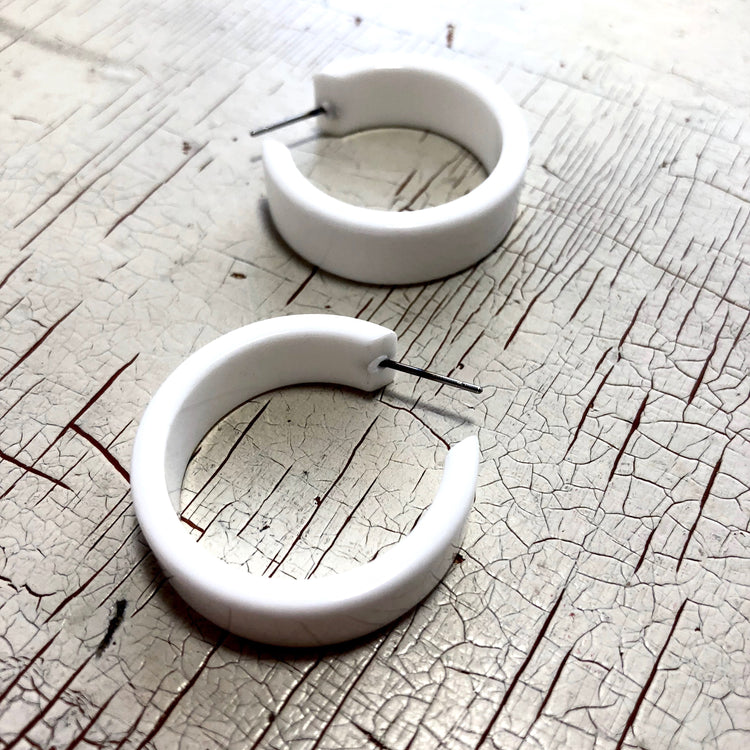 white hoop earrings