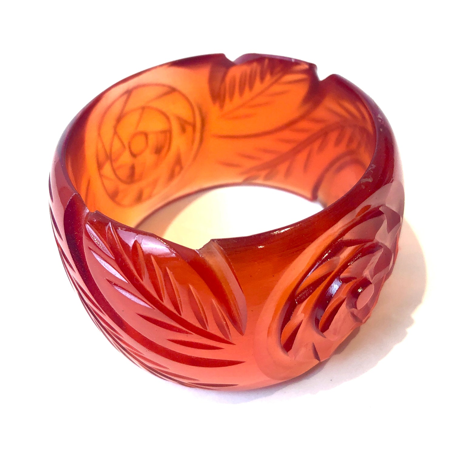 orange carved bangle bracelet