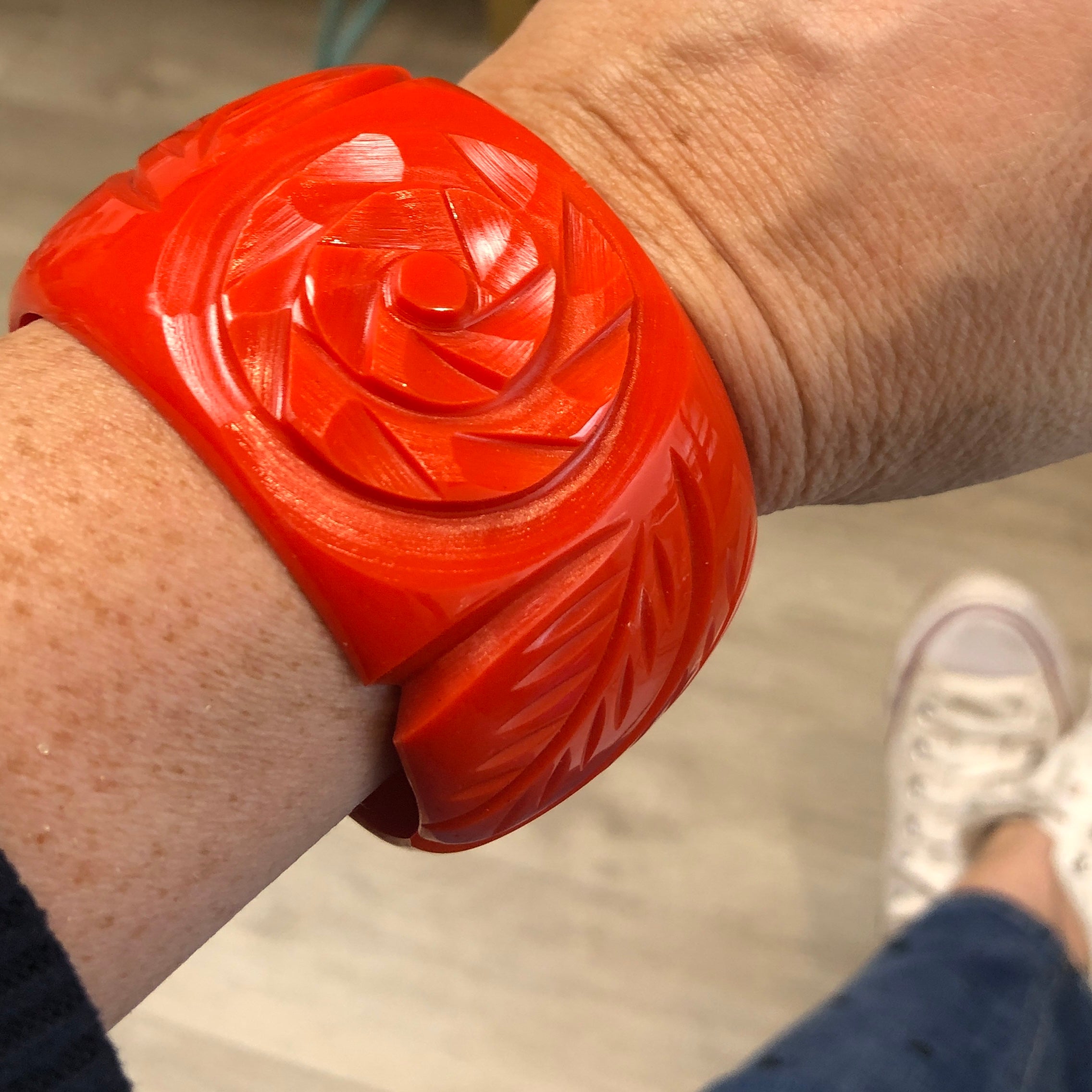 bright red flower bracelet