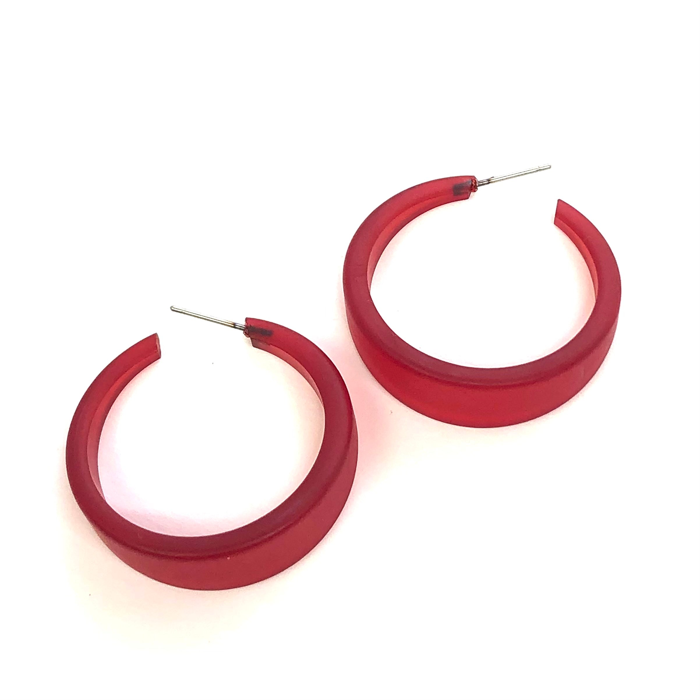 Red lucite deals hoop earrings