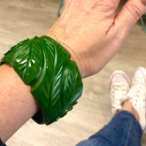 green carved bangle