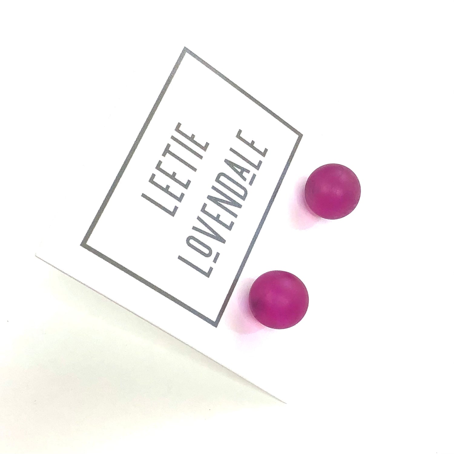 Hot Pink Frosted Lucite Ball Stud Earrings
