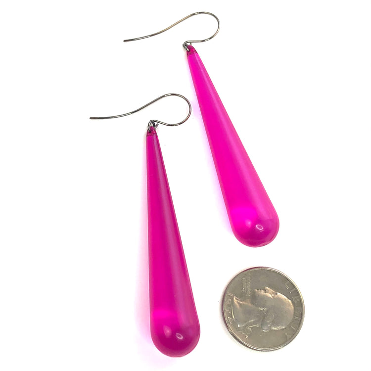 long hot pink earrings