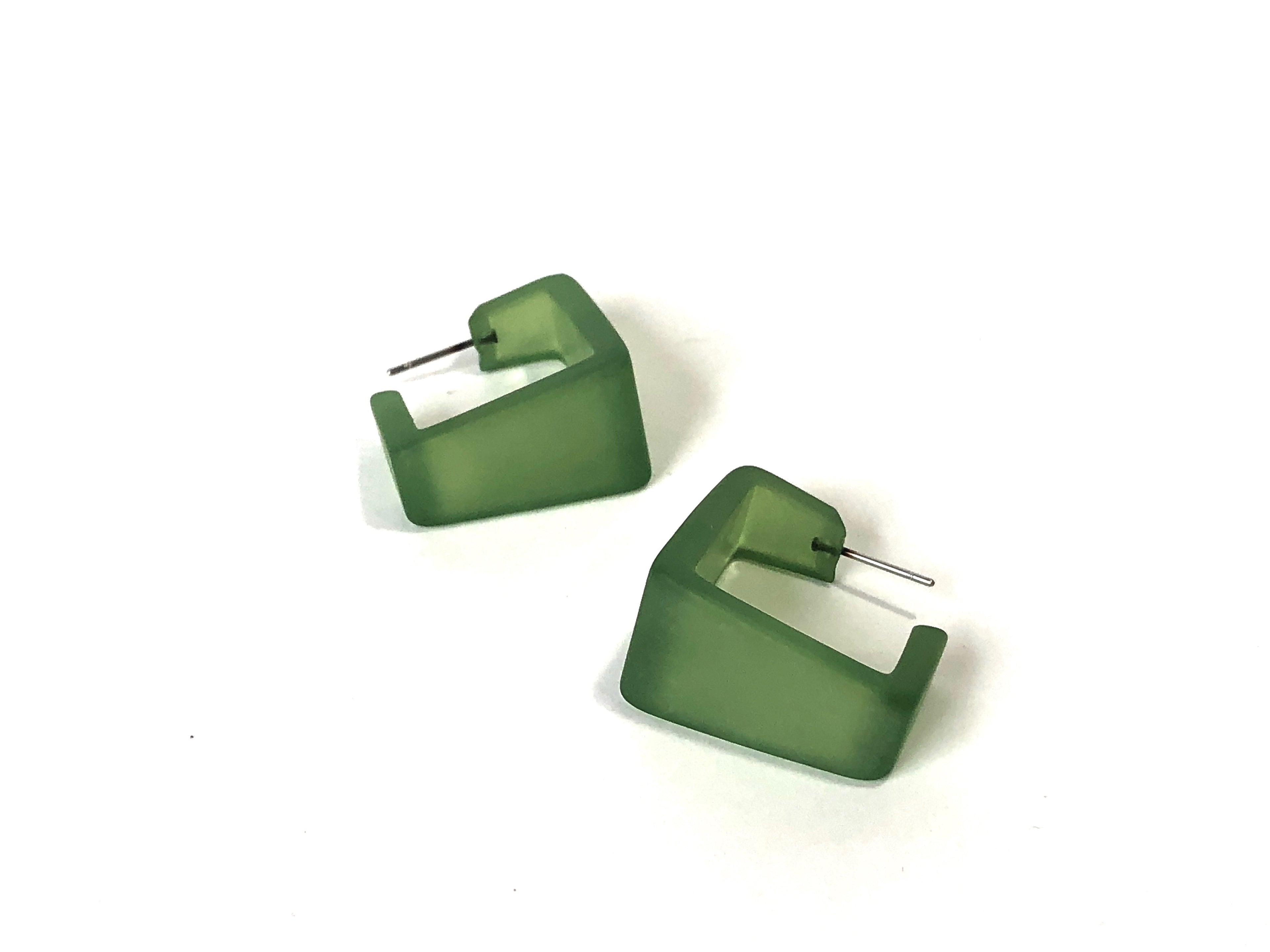 vintage green square earrings